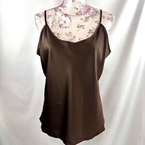 Liz Claiborne Satin Cami Camisole Top Sleeveless Tank Casual‎ Blouse Brown XL